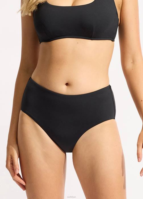 Collective Wide Side Retro Black Seafolly Women Swimwear JRJZ195