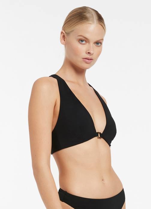 Jetset Halter Tie Top Black Seafolly Women Swimwear JRJZ444