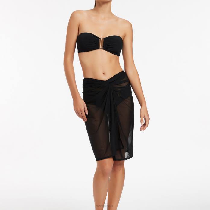 Jetset Mesh Sarong Black Seafolly Women Swimwear JRJZ731