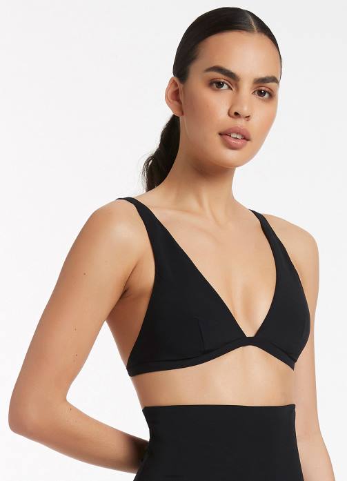 Jetset Tri Top Black Seafolly Women Swimwear JRJZ293