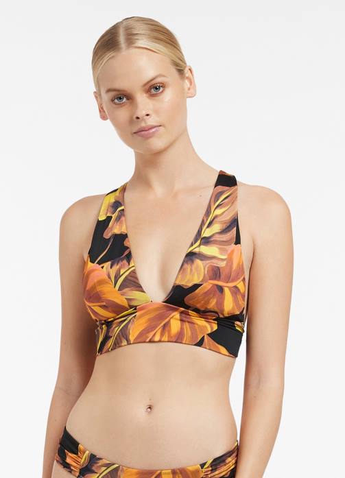 Palmas Soft Tri Top Black Seafolly Women Swimwear JRJZ622