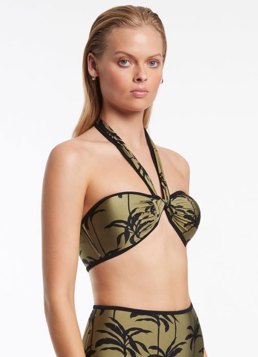 Palme Halter Tie Top Olive Seafolly Women Swimwear JRJZ434