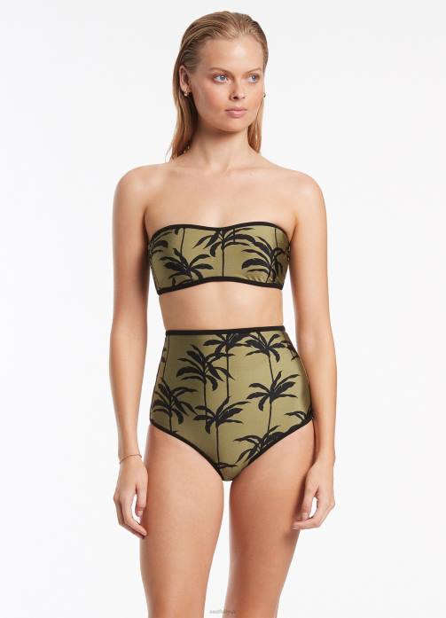 Palme Minimal Bandeau Top Olive Seafolly Women Swimwear JRJZ485