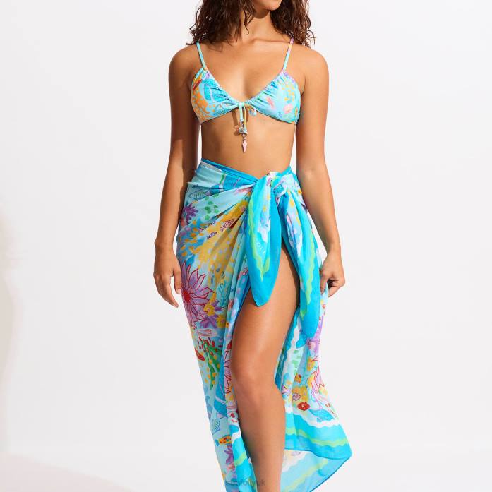 Under The Sea Sarong Blue Mist Seafolly Women Swimwear JRJZ719