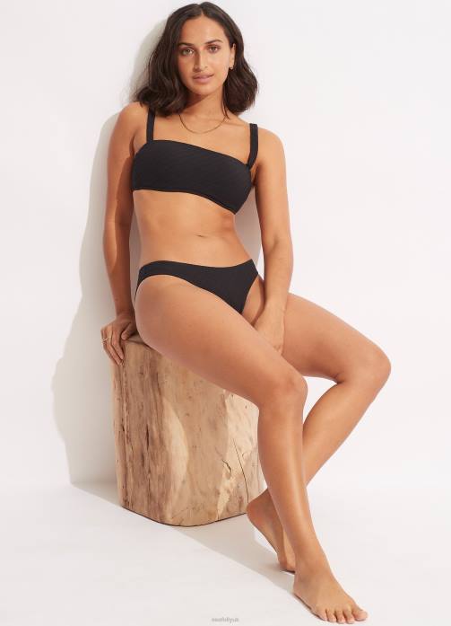 Willow Hipster Black Seafolly Women Swimwear JRJZ328