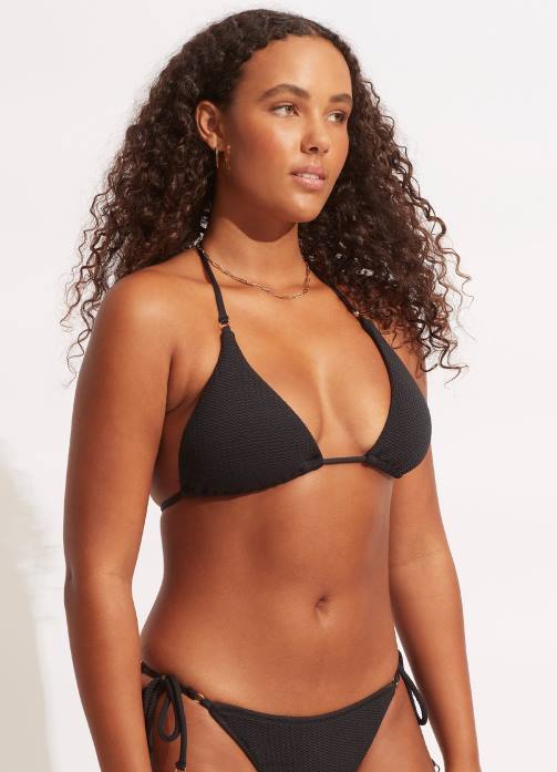Sea Dive Slide Tri Black Seafolly Women Swimwear JRJZ284