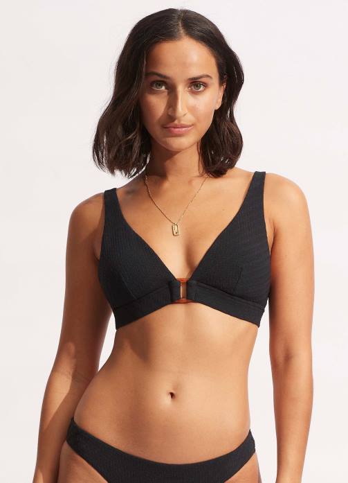 Willow Longline Tri Black Seafolly Women Swimwear JRJZ511